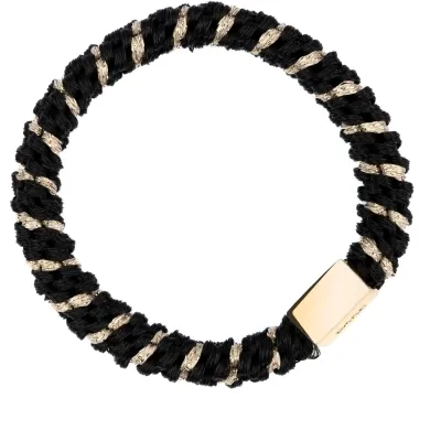 DARK Fat Hair Tie W/Gold
