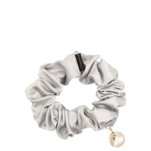 DONDELLA Luxury Silk Silver Scrunchie Hair Ring 10cm