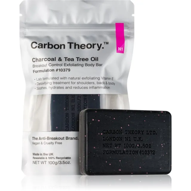Carbon Theory Charcoal & Tea Tree Oil Puhastav kehakoorija probleemsele ja rasusele nahale 100 g