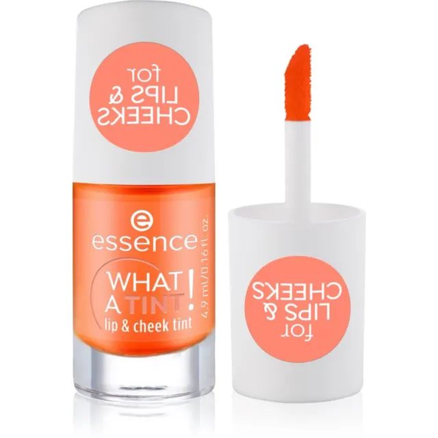 essence WHAT A TINT! Vedel põsepuna ja huuleläige varjund 03 Peachy Vibes 4.9 ml