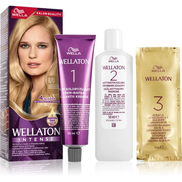 Wella Wellaton Intense Püsijuuksevärv argaaniaõliga varjund 8/0 Light Blonde 1 tk