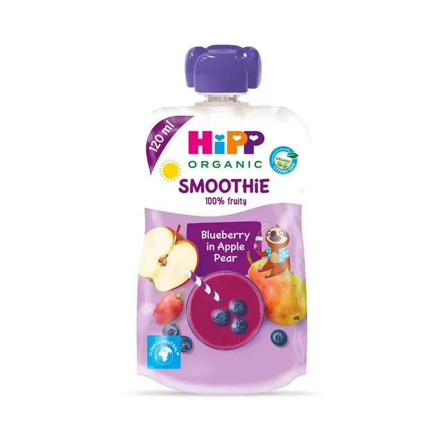 Õuna-pirni smuutijook mustikatega BIO, HIPP, 120 ml