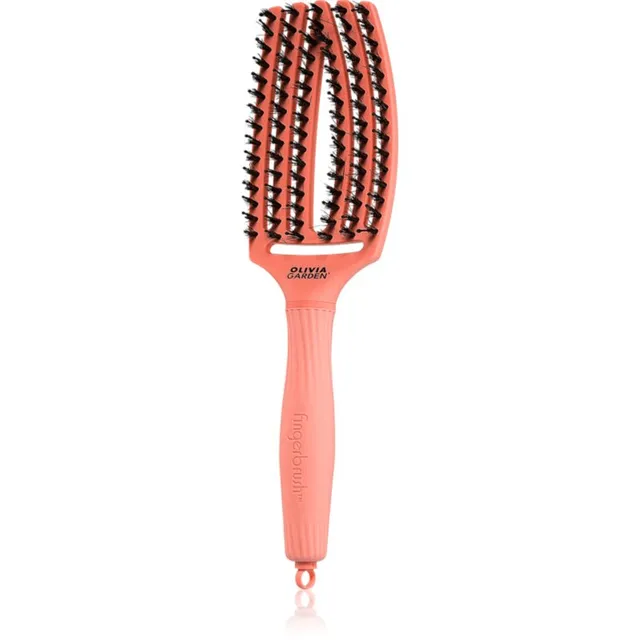 Olivia Garden Fingerbrush Boar & Nylon Juuksehari nailoni ja metssea harjastega Radiant Peach 1 tk