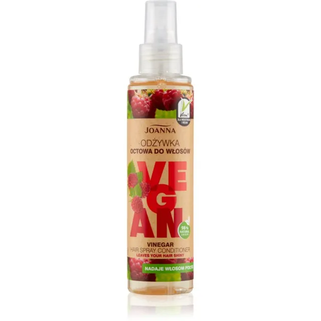 Joanna Vegan Raspberry Vinegar Pihustatav palsam säravate ja pehmete juuste jaoks 150 ml