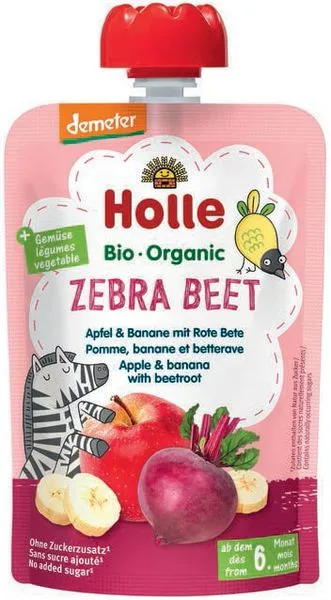 Õunapüree banaani ja peediga ZEBRA BEET, beebidele alates 6. elukuust, biodünaamiline