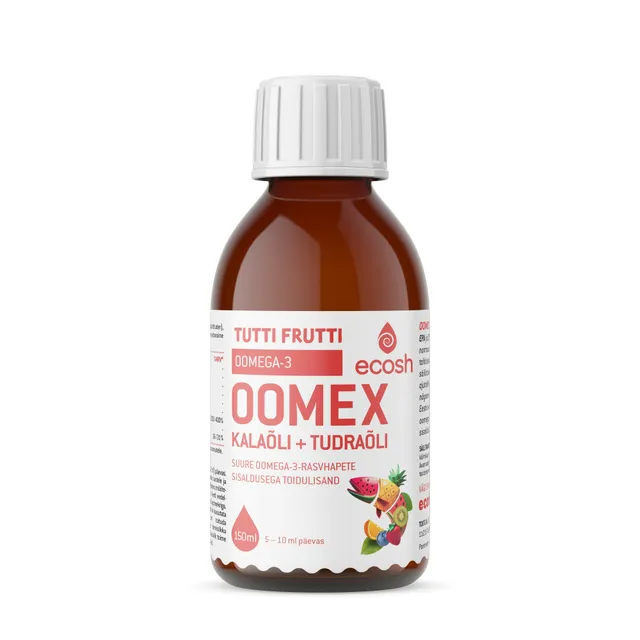 Ecosh Oomex oomega-3 kalaõli + tudraõli Tutti Frutti toidulisand