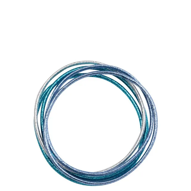 DONDELLA Premium Elastic Blue, Turquoise & Silver Hair Ring x5