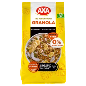 Seemnete-banaani-kookose granola ilma lisatud suhkruta, AXA, 300 g