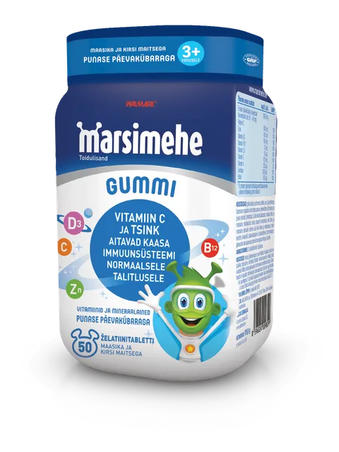 MARSIMEHE GUMMI KUMMIKOMMID PUNASE PÄEVAKÜBARAGA N50