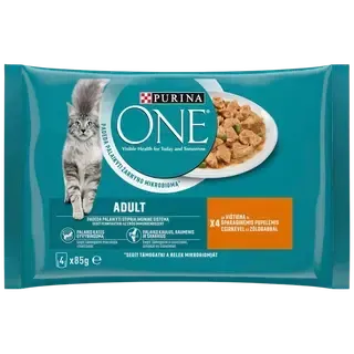 Täissööt. Kiisueine täiskasvanud kassidele kana ja roheliste hernestega 4-pakk, PURINA ONE, 340g