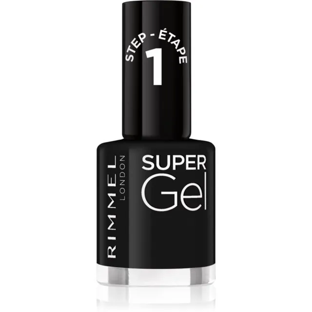 Rimmel Super Gel Geelküünelakk ilma UV / LED-lampide kasutamiseta varjund 070 Black Obsession 12 ml