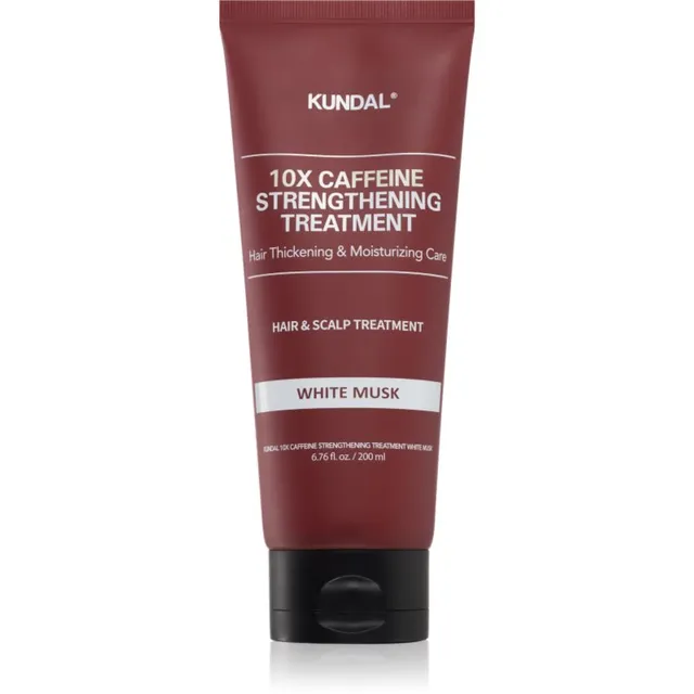 KUNDAL Caffeine 10X White Musk Tugevdav hooldus habrastele stressis juustele 200 ml