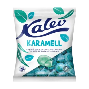 Eukalüpti-mentoolimaitseline täidisega karamell, KALEV, 120 g
