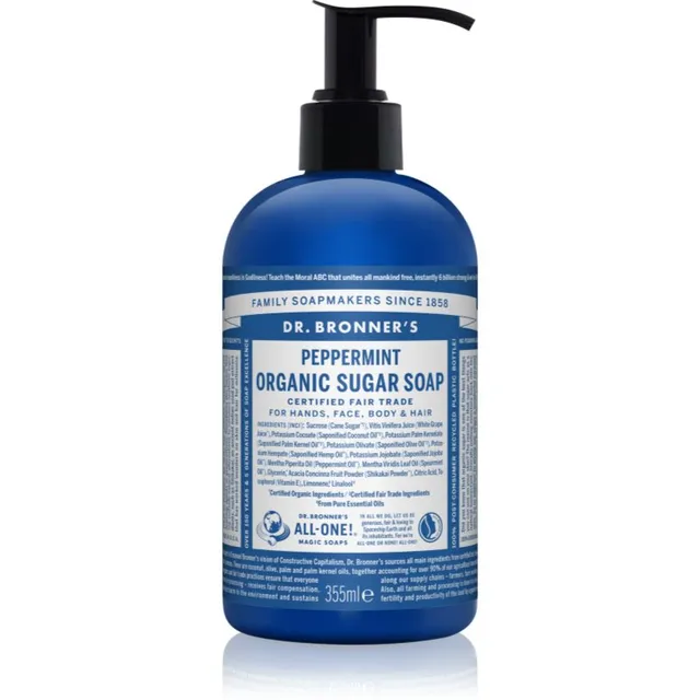Dr. Bronner’s Peppermint Vedelseep kehale ja juustele 355 ml