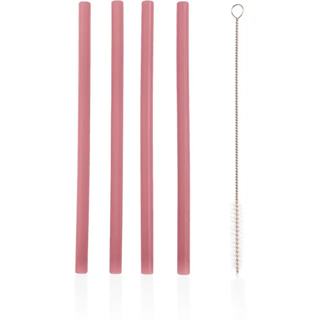 Zopa Silicone Straw silikoonkõrs + juuksehari 6 m+ Old Pink 4 tk