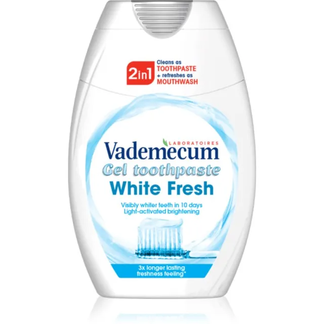 Vademecum 2 in1 White Fresh Kaks-ühes hambapasta ja suuvesi valgendava efektiga 75 ml