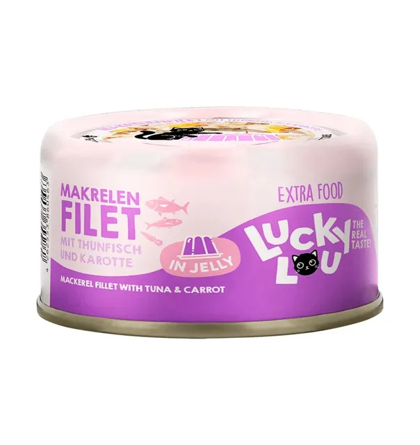 Lucky Lou Extra Food makrellifilee tuunifilee ja porgandiga tarrendis, konserv kassile 70 g