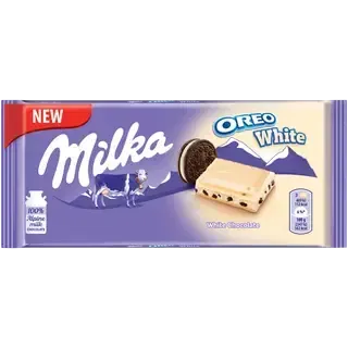 Milka valge šokolaad Oreo tükkidega 100g