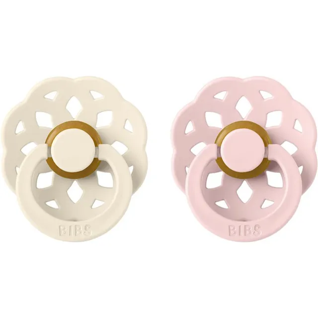 BIBS Boheme Natural Rubber Size 2: 6+ months lutt Ivory / Blossom 2 tk