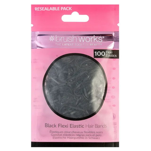 BRUSHWORKS Flexi Elastic Hair Bands Black 100pcs