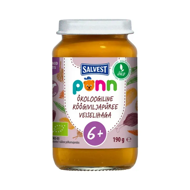 Köögiviljapüree veiselihaga 6+ Mahe, PÕNN, 190g