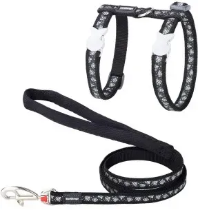 Kassi traksid ja jalutusrihm, disainmustriga Diamond Black (Red Dingo)
