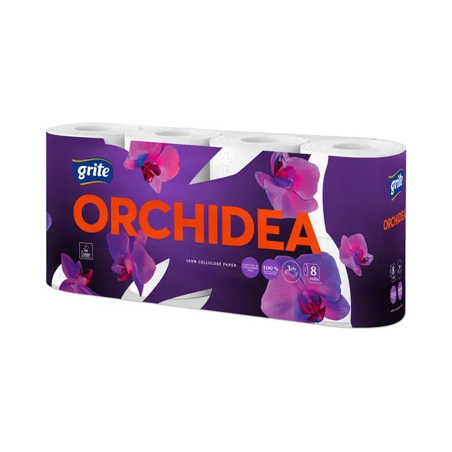 Tualettpaber Orchidea Gold, 3-kihiline, GRITE, 8 rl