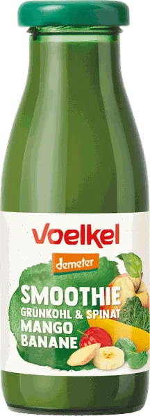 Mango, banaani, lehtkapsa ja spinati smuuti, biodünaamiline