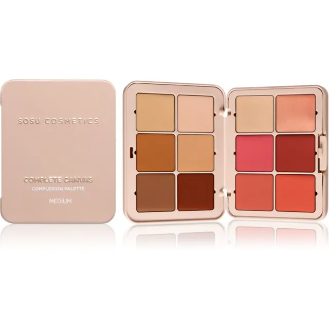 SOSU Cosmetics Complete Canvas Complexion Palette Multifunktsionaalne näopalett näole varjund Medium 26.4 g