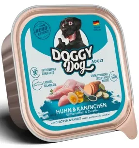 DOGGY Dog koera konserv, kana- ja jäneseliha koos bataadi ja suvikõrvitsaga, einekarbike