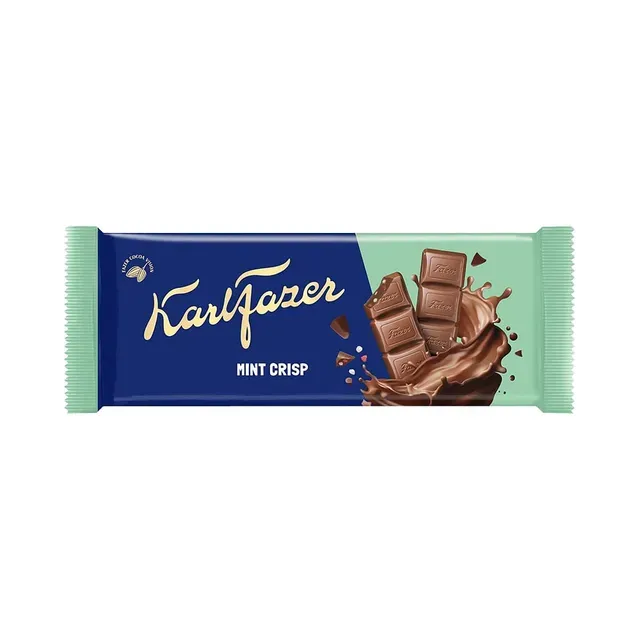 Piimašokolaad piparmünditükikestega, KARL FAZER, 95g
