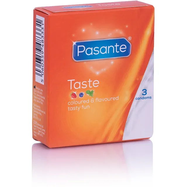 Pasante Taste Mix kondoomid maitse Blueberry, Strawberry, Mint 3 tk