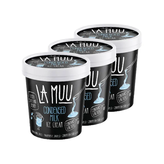 HULGI Kondenspiimajäätis 3tk, LA MUU, 3 x 500 ml/250 g