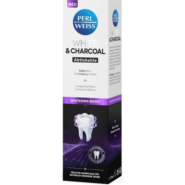 Perl Weiss White & Charcoal Valgendav hambapasta 75 ml