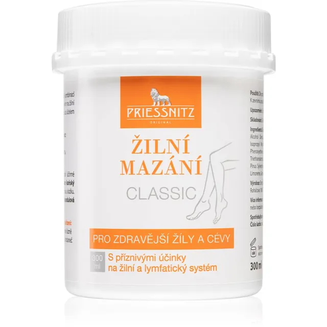 Priessnitz Classic Massaažikreem millel on kasulik toime venoossele ja lümfisüsteemile 300 ml