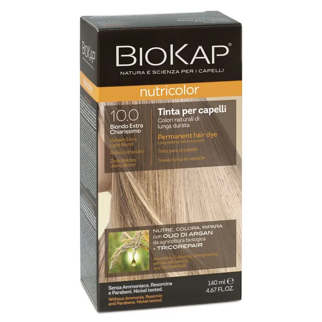 BIOKAP Nutricolor 10.0 Golden Extra Light Blond Permanent Hair Dye 140ml