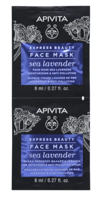 Apivita Express Beauty niisutav ja keskkonnamõjude eest kaitsev näomask merelavendliga 2x8ml