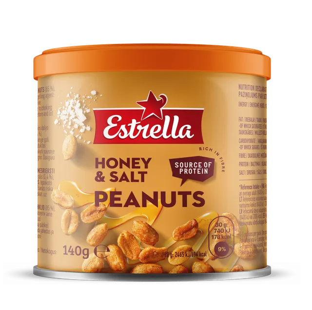 Röstitud maapähklid meega, ESTRELLA, 140 g
