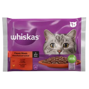 Täistoit. Kiisueine lihavalik 1+, 4x85g, WHISKAS, 340g