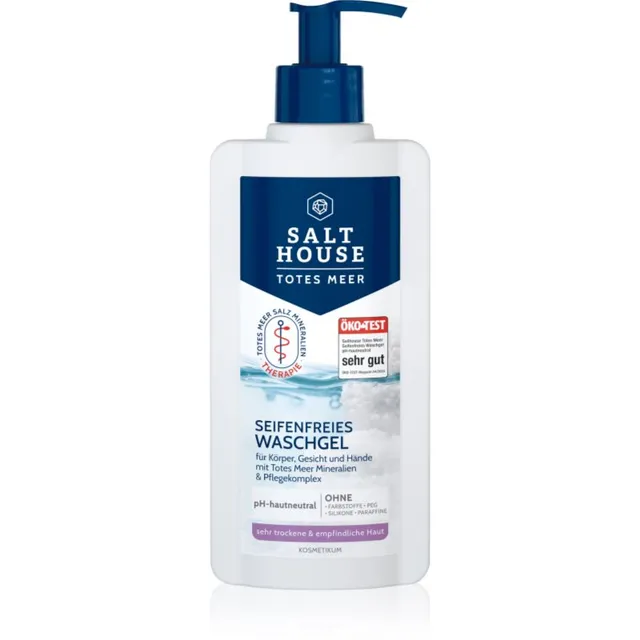 Salt House Dead Sea Therapy Soap-free Washing Gel seebivaba keha-, näo- ja kätepesugeel jojoobiõli ja uureaga 250 ml