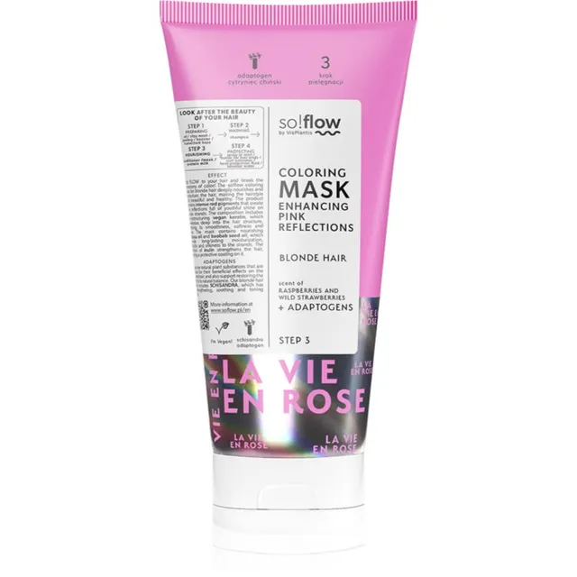so!flow Coloring Mask Blonde Hair Intensiivne bonding-tehnoloogial põhinev värvimask varjund Pink 200 ml