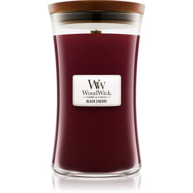Woodwick Black Cherry lõhnaküünal puidust taht 609.5 g