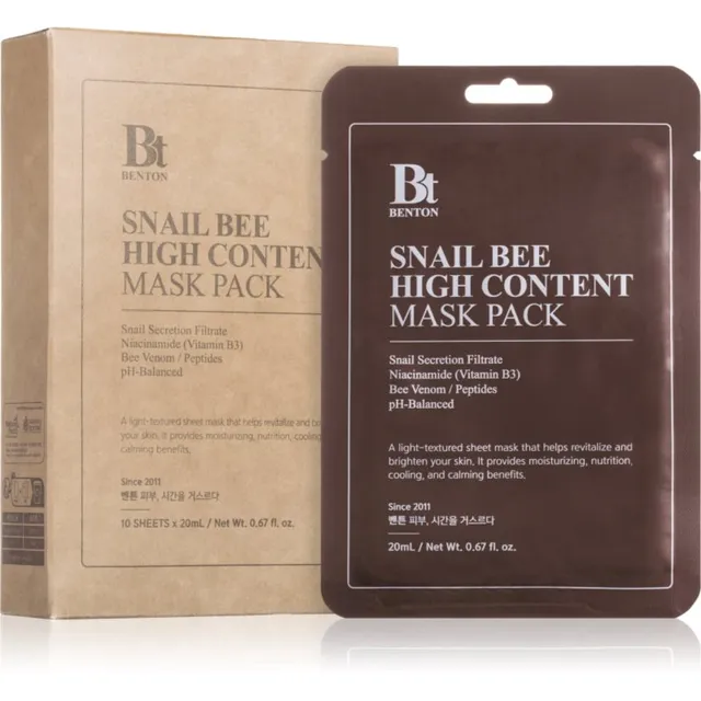 Benton Snail Bee Lehtmask kompleksseks hoolduseks teoekstraktiga 10 × 20 g