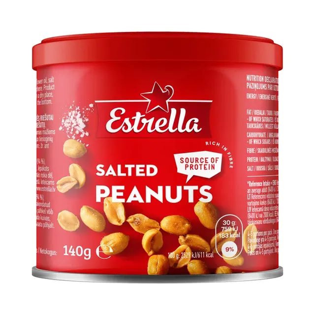 Röstitud maapähklid soolaga, ESTRELLA, 140 g