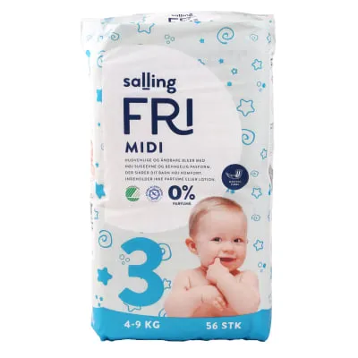 Teipmähkmed Midi S3 4-9kg Salling Fri 56tk