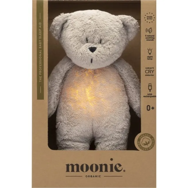 Moonie Bear 2.0 Organic Grey une mänguasi meloodiaga 1 tk