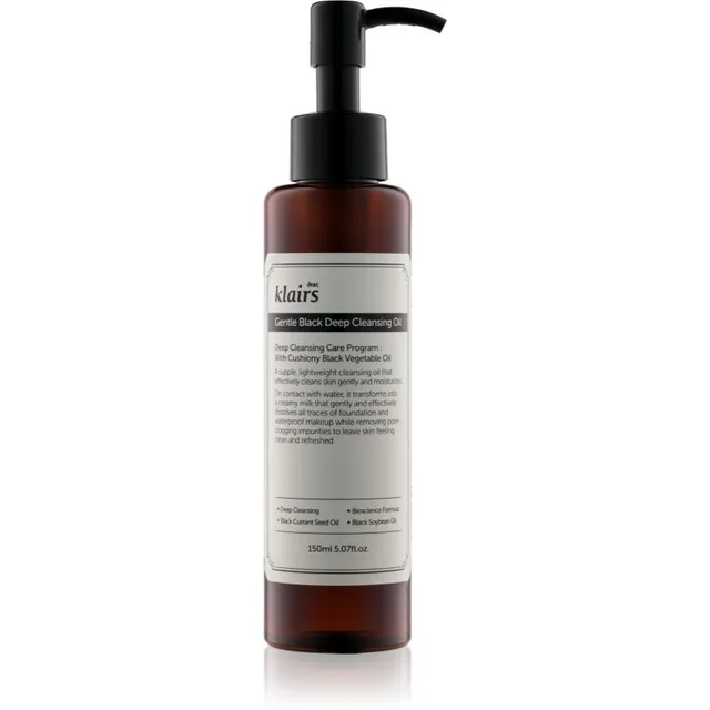 Klairs Gentle Black Deep Cleansing Oil Sügavpuhastav õli rasusele nahale 150 ml