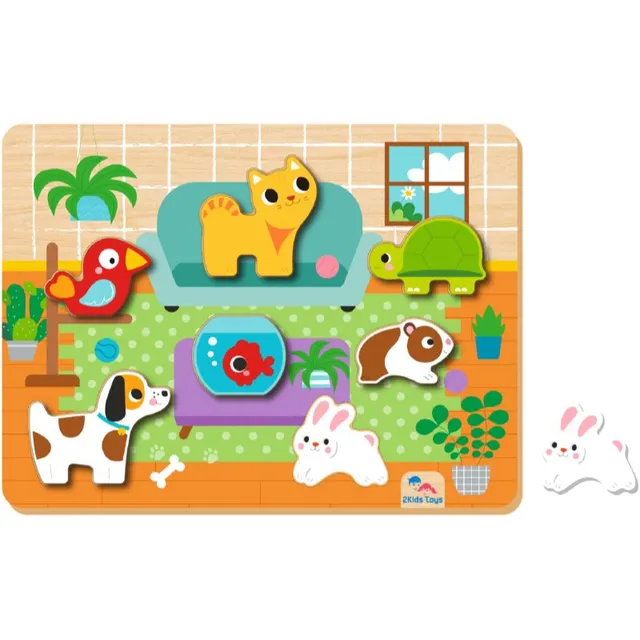 2Kids Toys Shape Puzzles aktiveeriv sorteerimismänguasi Pets 12 m+ 8 tk