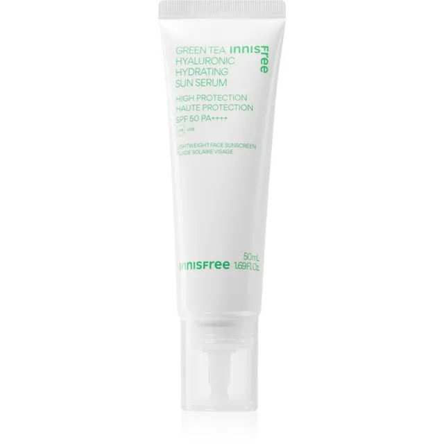 innisfree Green Tea Hyaluronic Sun Serum Niisutav ja kaitsev vedelik rahustavate efektidega SPF 50+ 50 ml