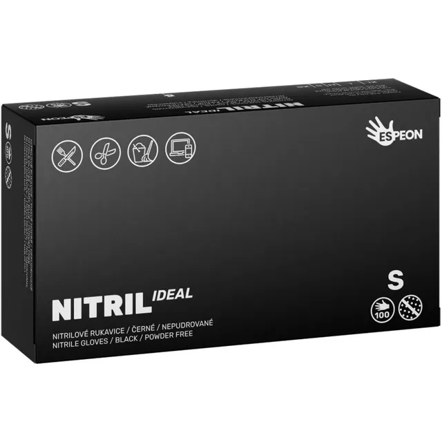 Espeon Nitril Ideal3 Black puudrita nitriilkindad suurus S 100 tk